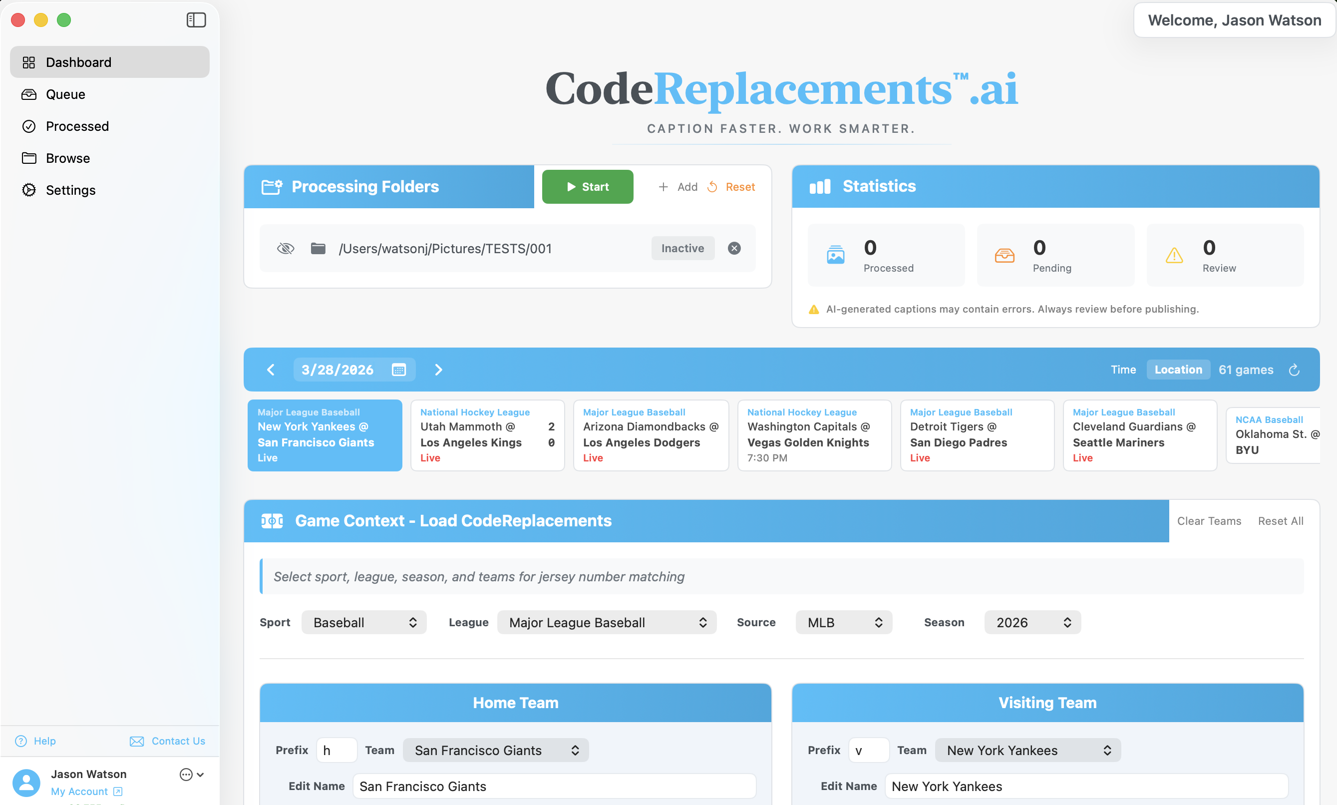 CodeReplacements.ai Dashboard
