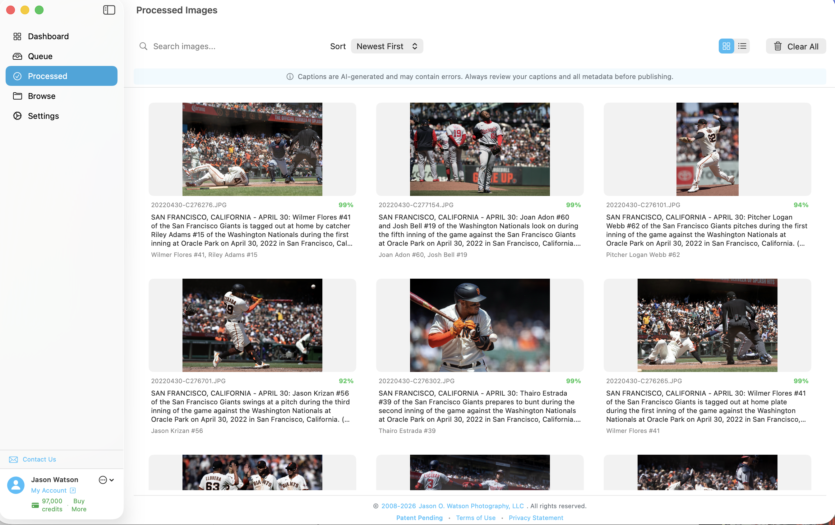 Processed Images with IPTC Metadata